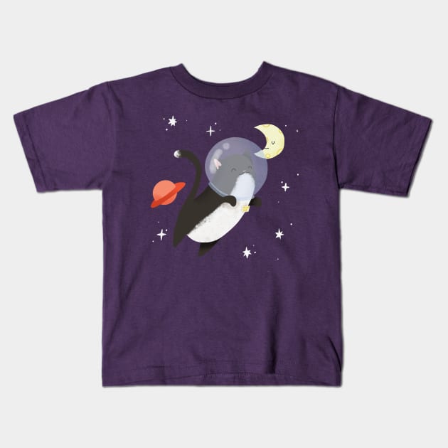 Space cat Kids T-Shirt by meganmcnulty